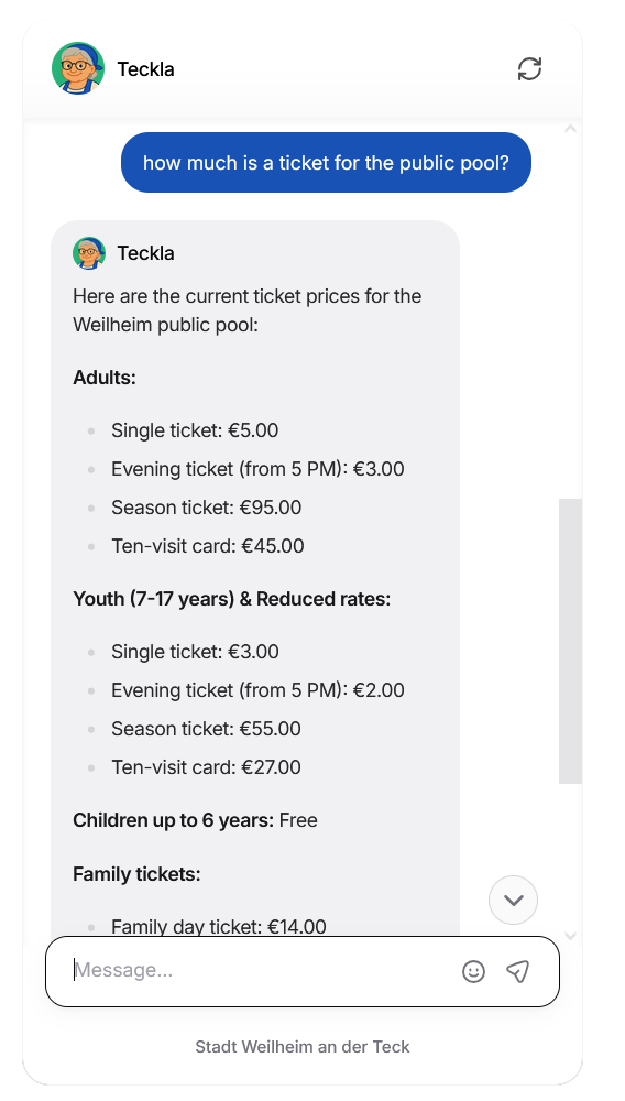 Teckla, el simpático chatbot de la web