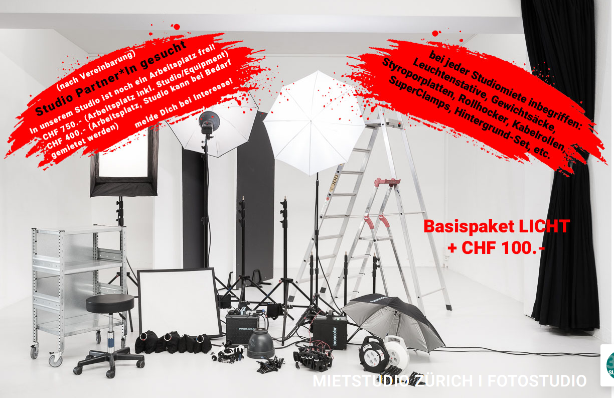 Estudio fotográfico de alquiler para producciones de fotografía y vídeo en Zúrich