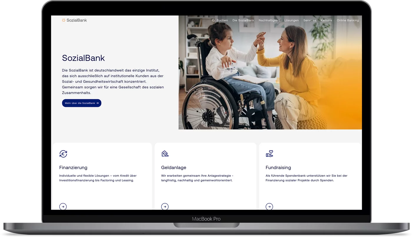 Renovación accesible de la web de SozialBank con TYPO3