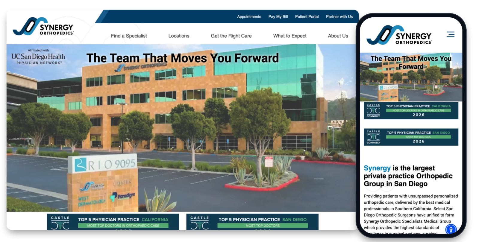 Creative Mindworks Proyecto - Sitio web de Synergy Orthopedics