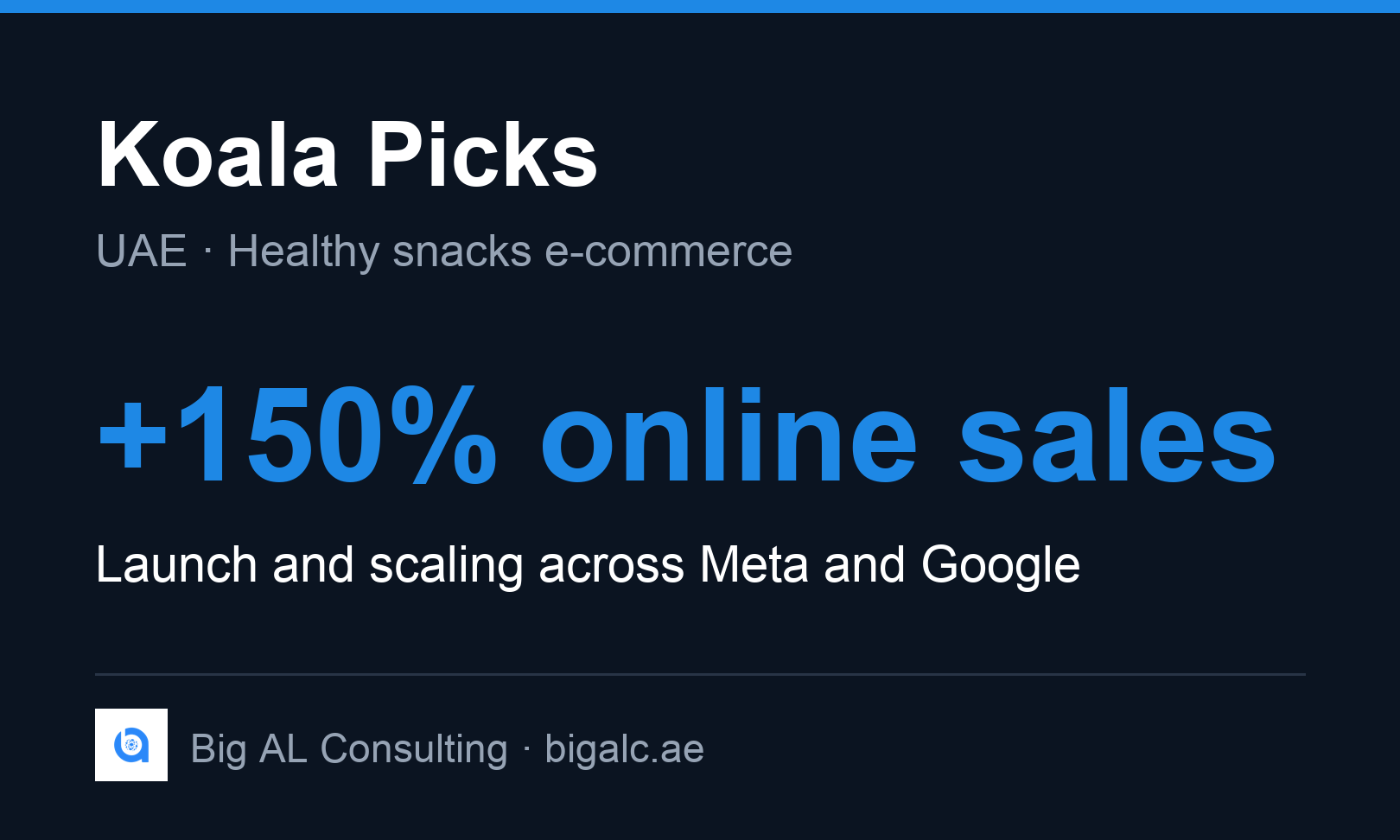 Big AL Consulting Proyecto - Un 150 % más de ventas online para una marca de snacks saludables de los EAU