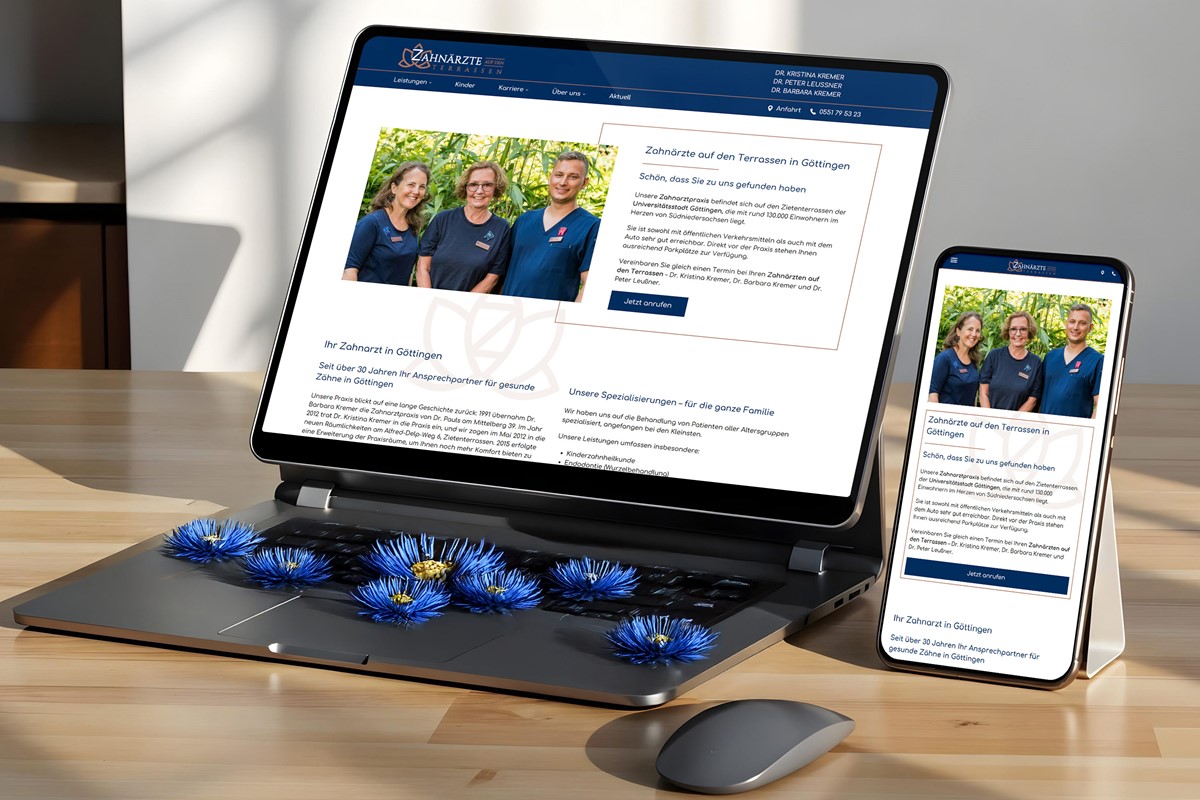 Web dental para atraer talento - Zahnärzte auf den Terrassen, Göttingen