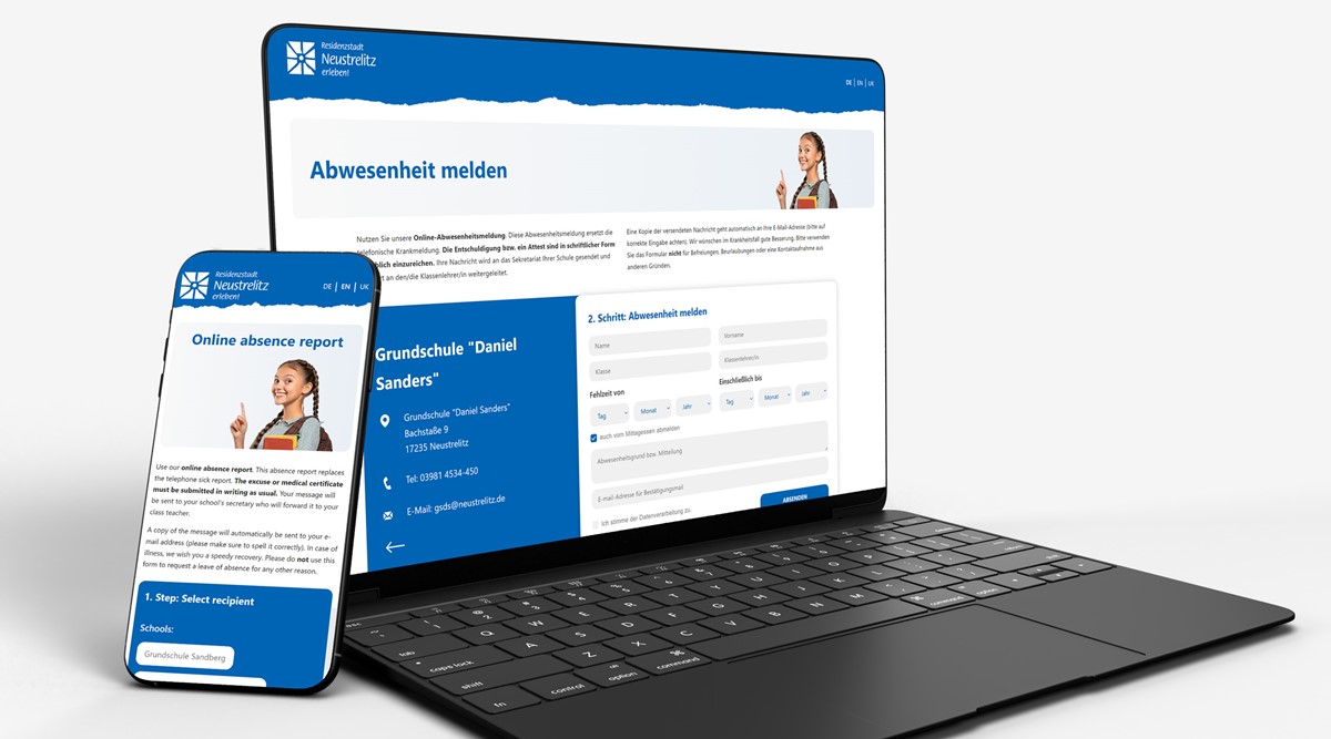 Web de WordPress para comunicar bajas por enfermedad online en 5 colegios y 2 escuelas infantiles - Residenzstadt Neustrelitz