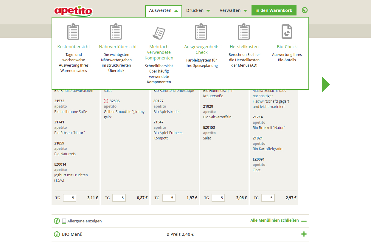 Portal web B2B para la planificación digital de comidas